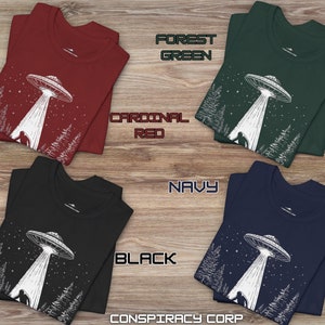 Bigfoot T-shirt UFO-tröja Rolig T-shirt Alien Abduction Woodland Clothes Sasquatch T-shirt Cool Cryptid Cryptozoology Squatchin Vintage T-shirt bild 2