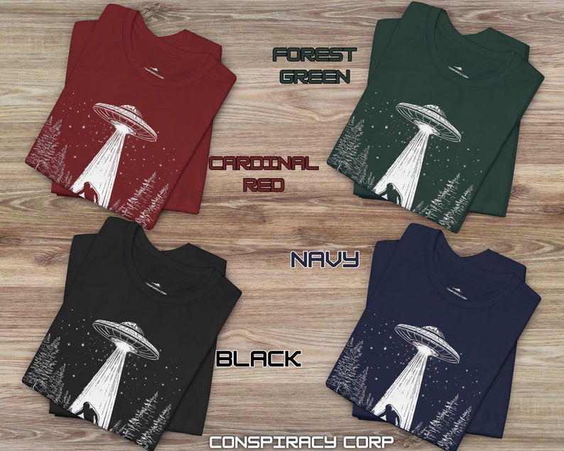 Bigfoot T-shirt UFO-tröja Rolig T-shirt Alien Abduction Woodland Clothes Sasquatch T-shirt Cool Cryptid Cryptozoology Squatchin Vintage T-shirt bild 2