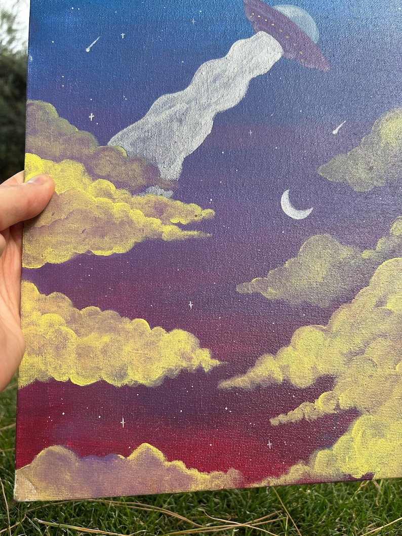 Original UFO Acrylic Painting Alien Art UFO Wall Art Space Painting UFO ...