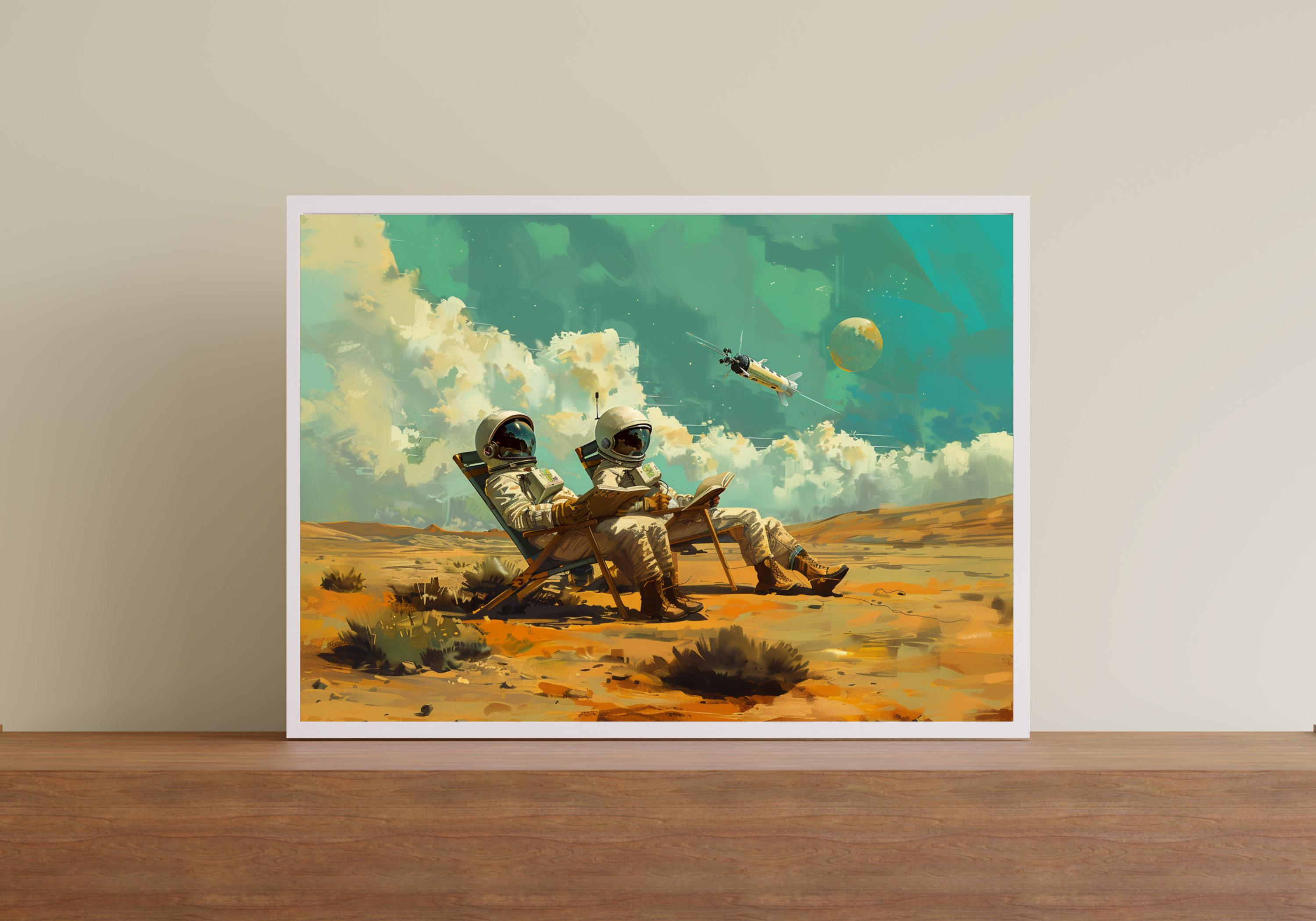 Retro Space Art Astronaut Retro Space Print Wall Decor Scifi Home Decor ...