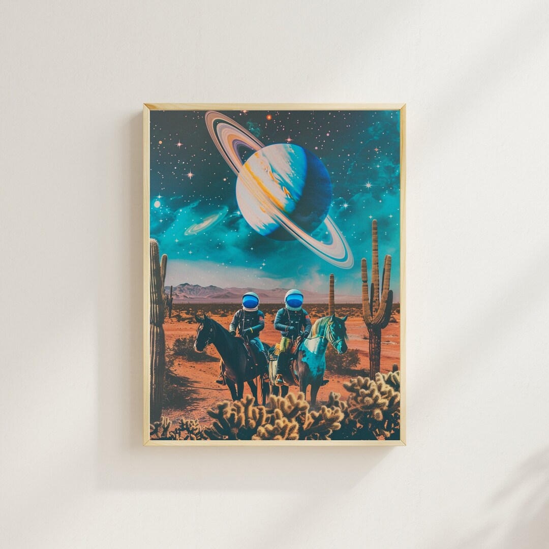 Vintage Astronaut Poster Retro Futuristic Scifi Collage Wall Art ...