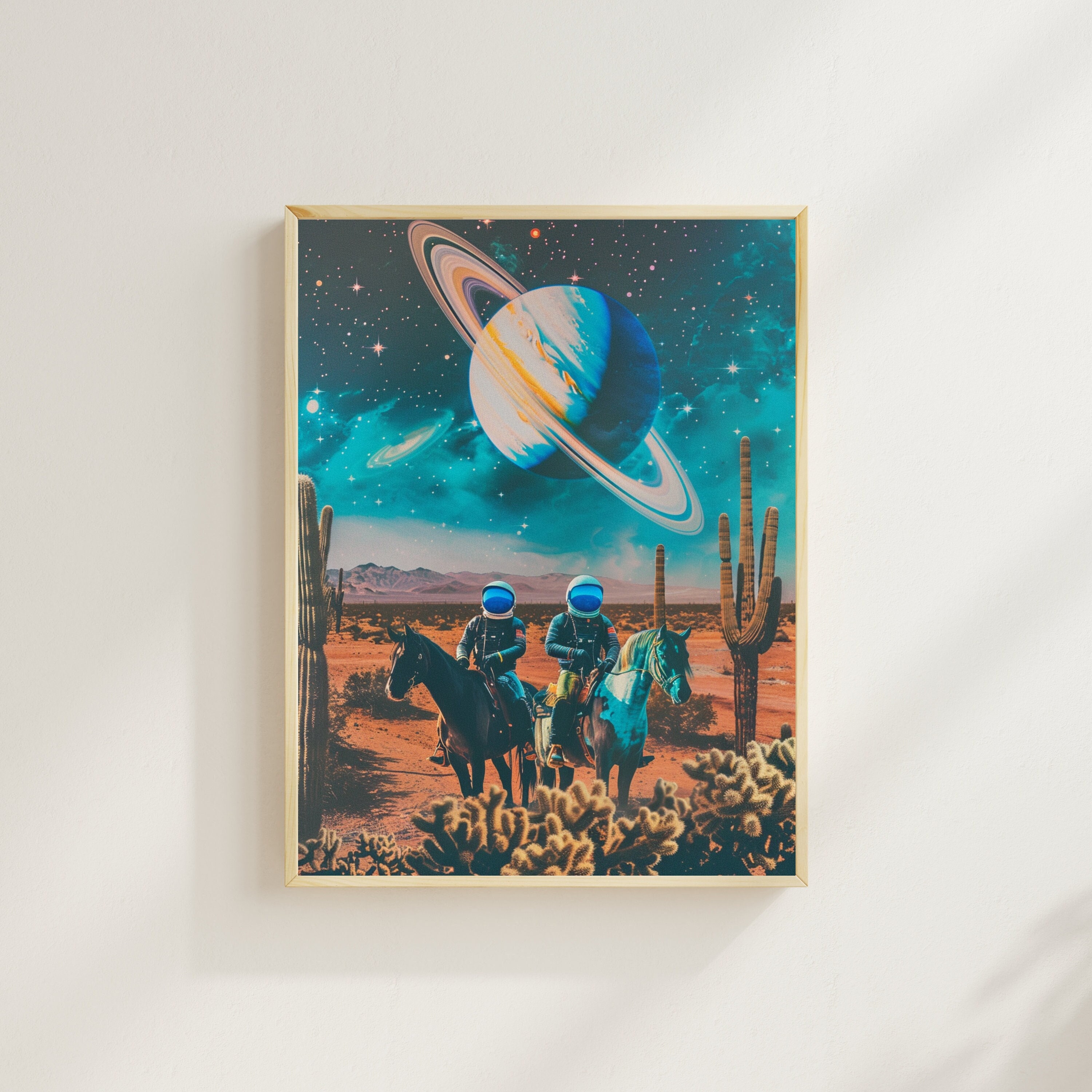 Vintage Astronaut Poster Retro Futuristic Scifi Collage Wall Art ...