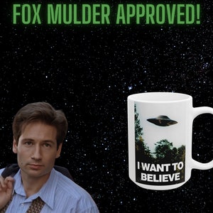 XFiles Coffee Mug I Want to Believe Coffee Cup Fox Mulder Dana Scully Conspiracy Theory UFO Alien XFiles Area 51 Ceramic Mug Xfiles Merch image 4