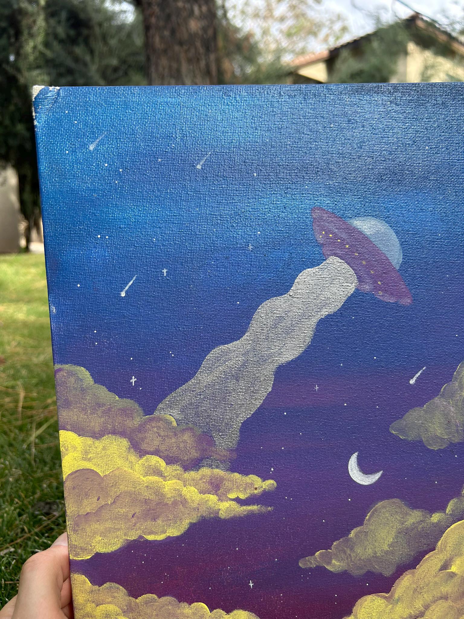 Original UFO Acrylic Painting Alien Art UFO Wall Art Space Painting UFO ...