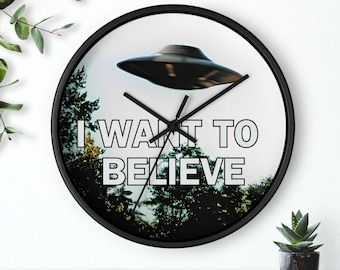Xファイル 壁掛け時計 I Want to Believe フォックス・モルダー ダナ・スカリー お父さんへのプレゼント Xファイル グッズ エイリアン UFO デコレーション ロズウェル エリア51 彼へのプレゼント SF