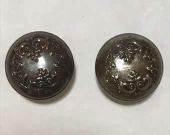 Vintage Solid Brass Door Knobs with Worn Chrome Plating
