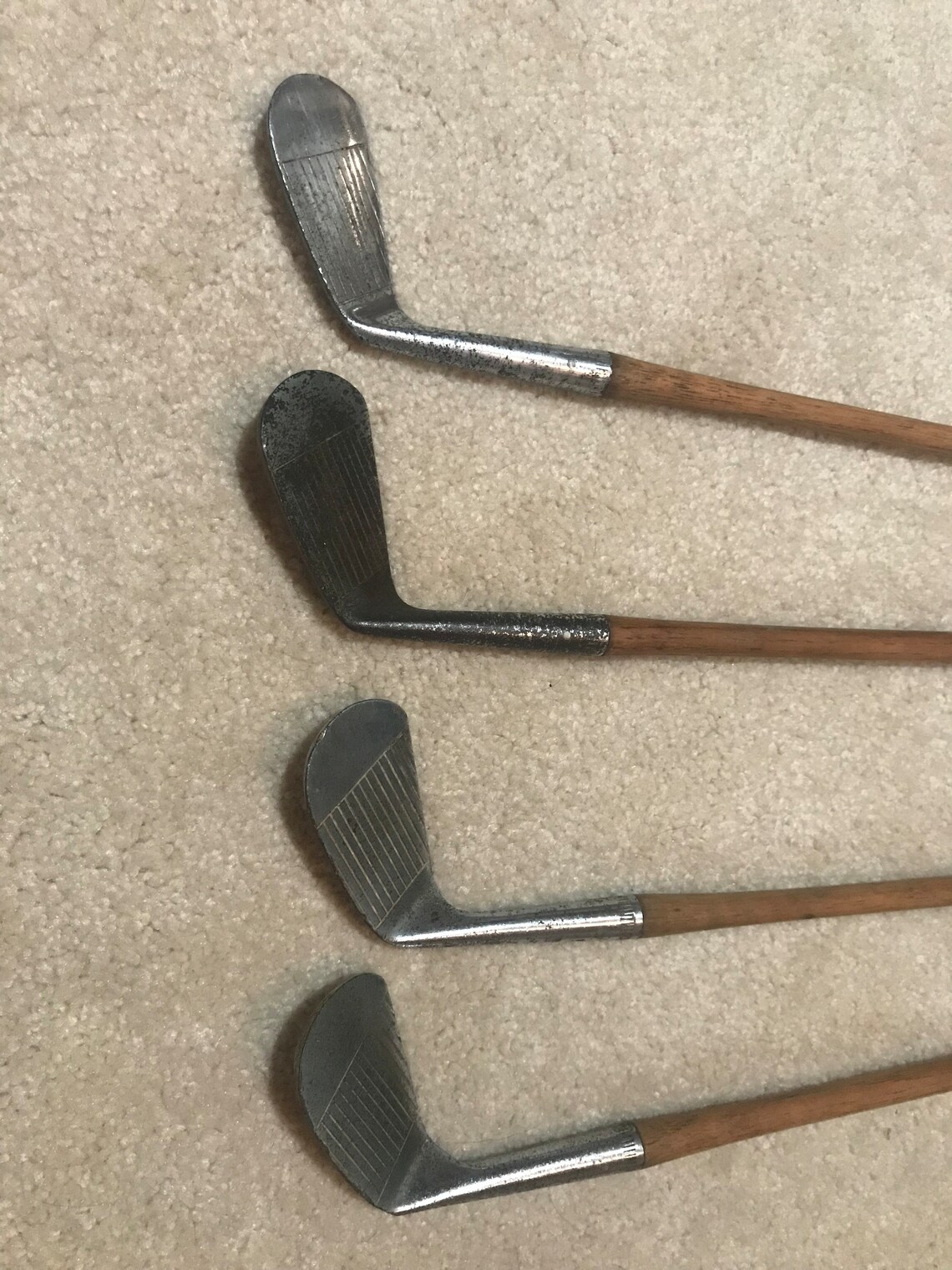 Invincible Brand Hickory Shaft Golf Clubs With Oak Wall Mount Etsy