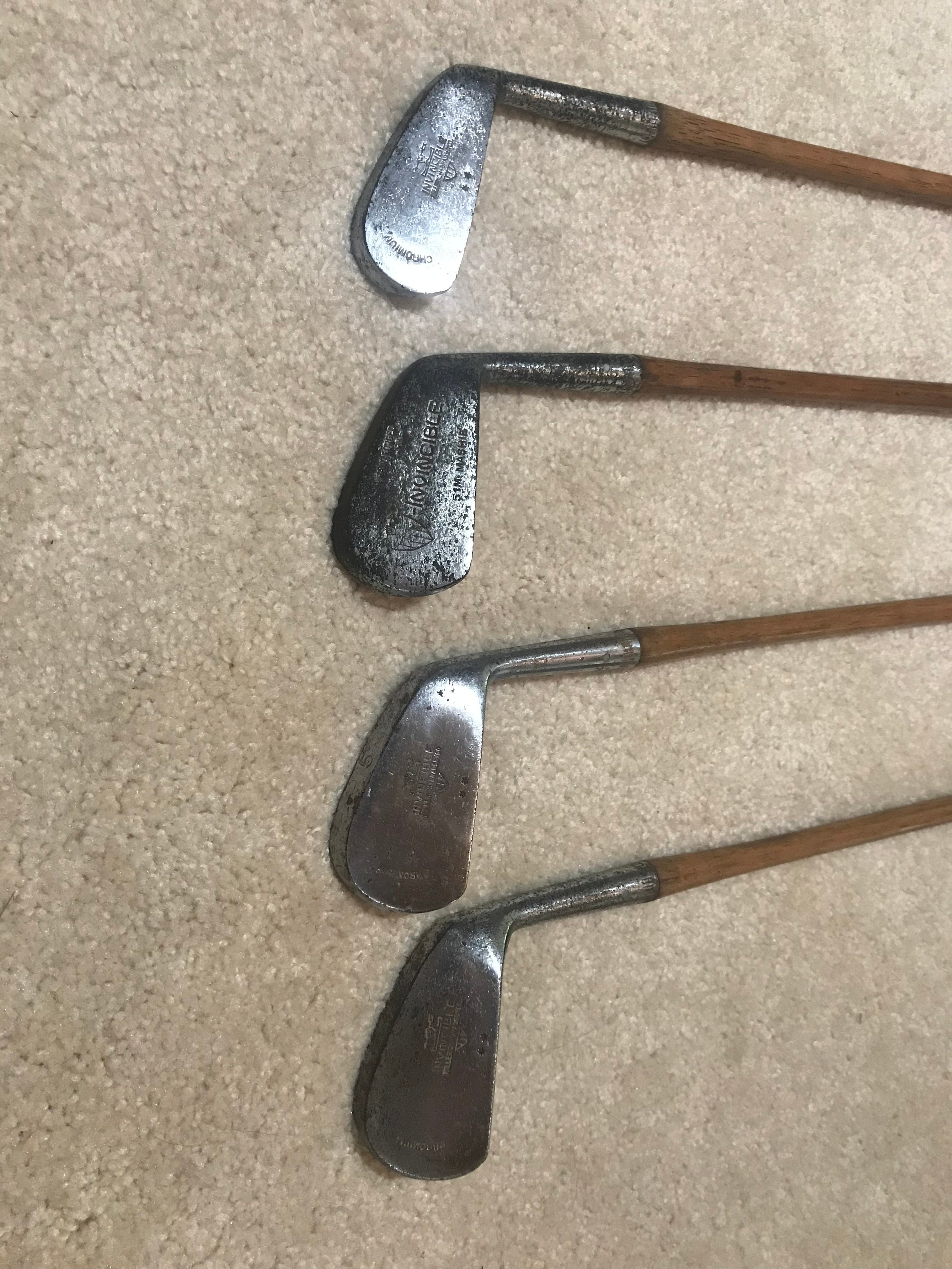 Invincible Brand Hickory Shaft Golf Clubs With Oak Wall Mount Etsy