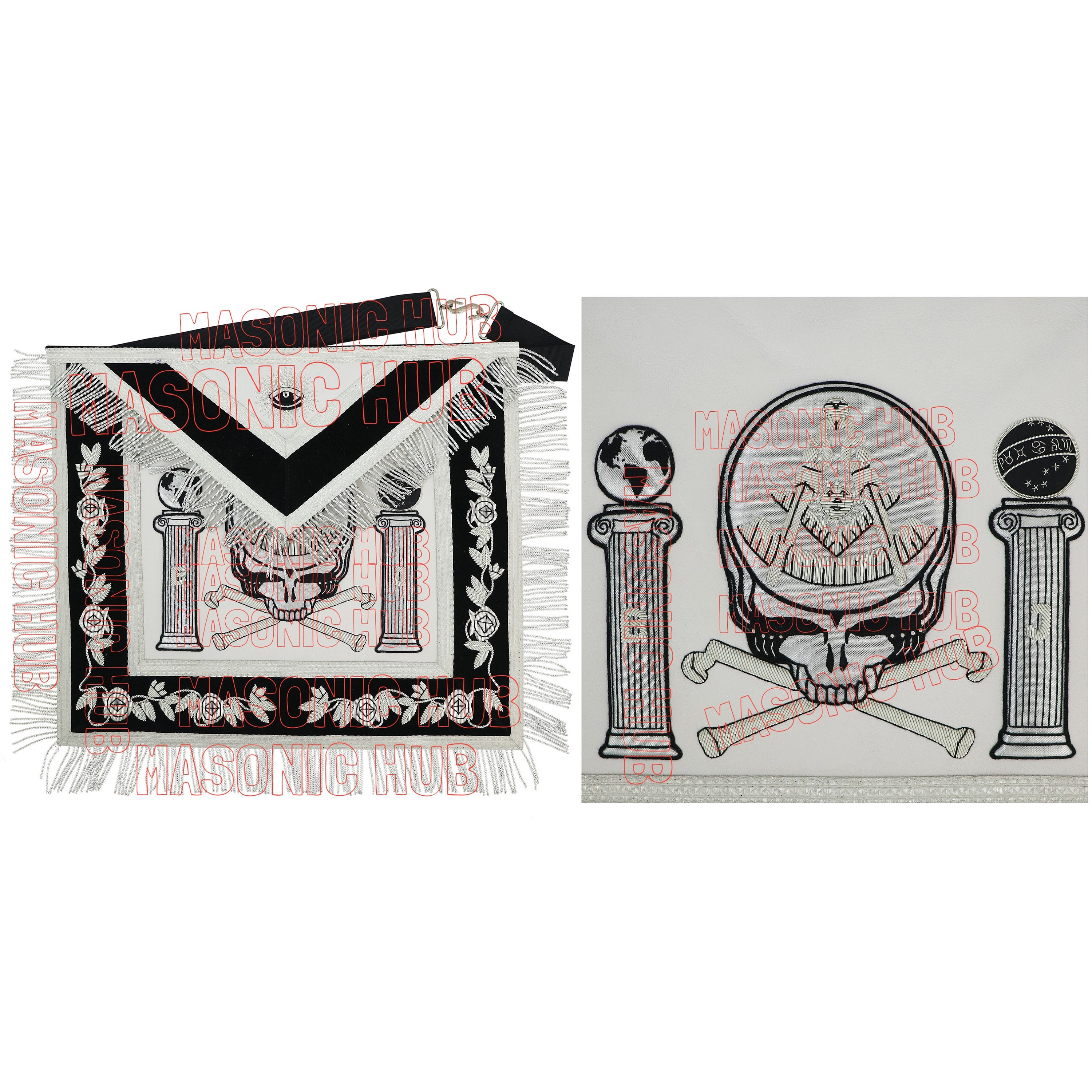 Past Master Skull & Cross Bones 100% Lambskin Masonic Apron