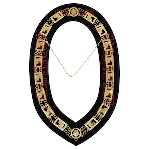 Knights Templar Masonic Regalia Metal Chain Collar with Black Velvet - Gold Plated