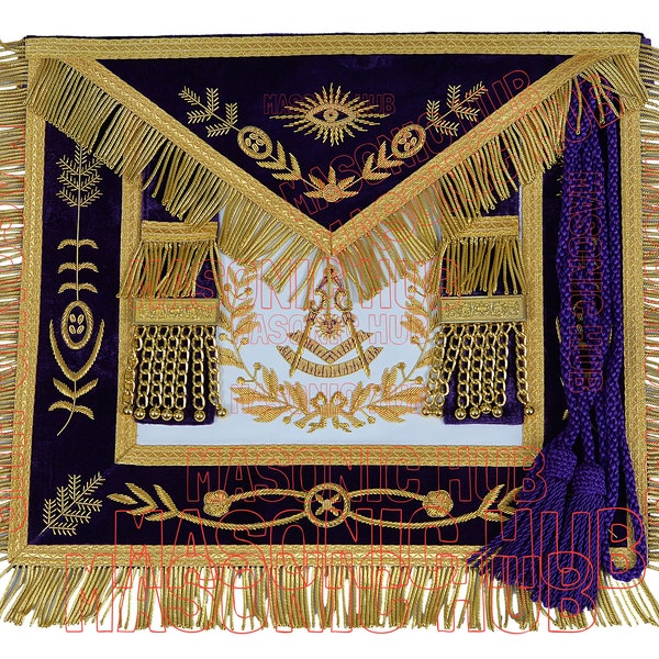 Meesterlijk geborduurde maçonnieke Grand Lodge Past Master Lambskin Schort: embleem van onderscheid