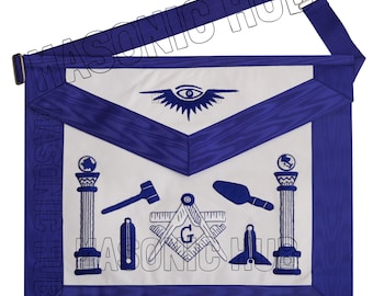 Masonic Master Mason Working Tools Masonic 100% Lambskin Apron - Hand Embroidery