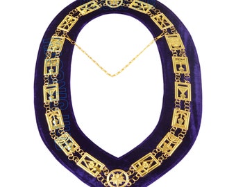 Masonic Regalia Cryptic Mason Royal & Select Master  Chain Collar Purple Backing