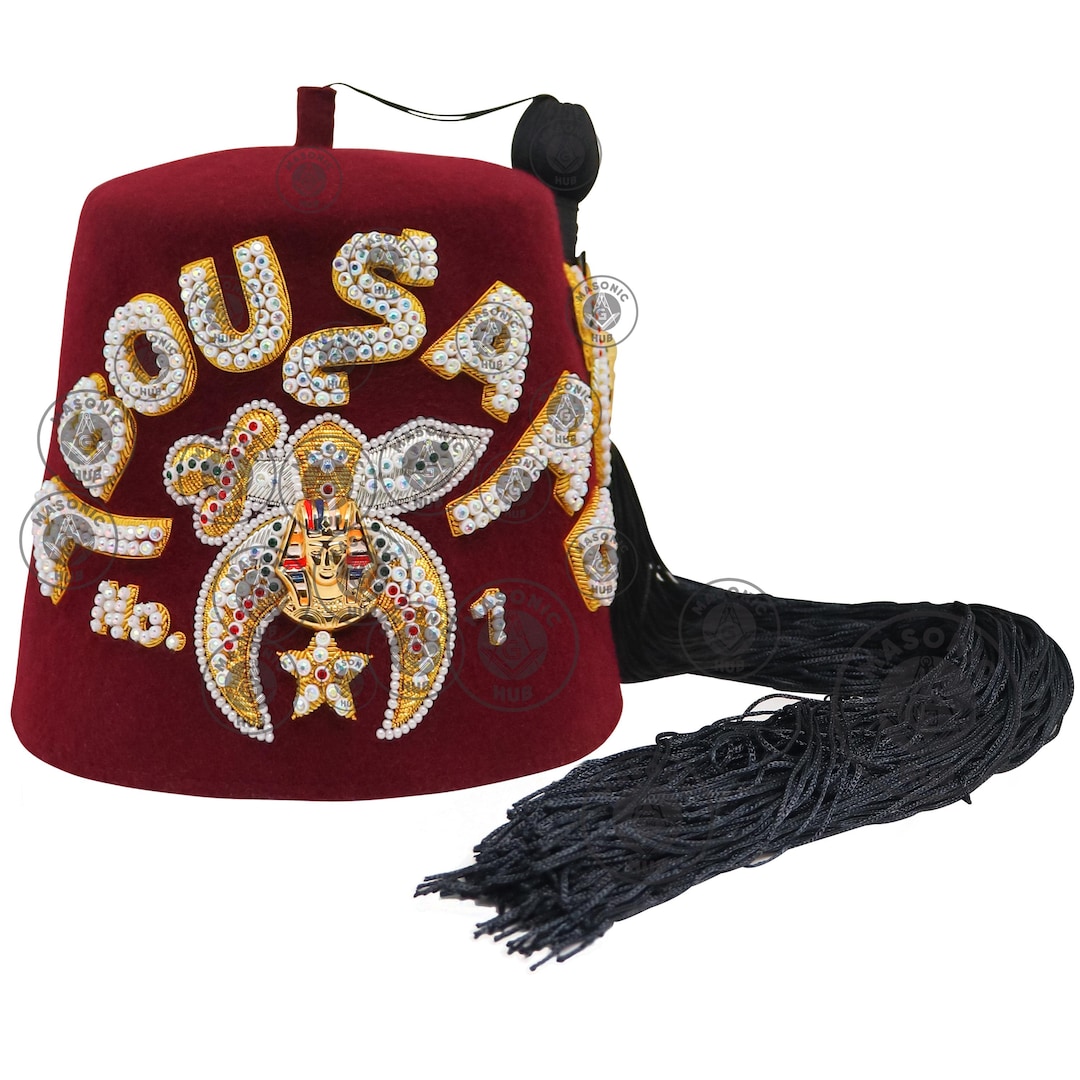Custom Shriner ABOUSAAD TEMPLE Fez Hat With Rhinestone Embroidery ...