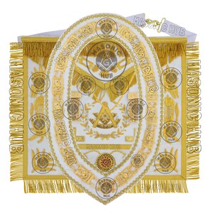 Masonic Regalia Grand Lodge Past Master 100% Lambskin Apron With Chain Collar