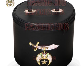 Masonic Shriner Fez Case In Black With Machine Embroidered Emblem