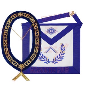 Masonic Regalia Blue Lodge WORSHIPFUL MASTER Lambskin Aprons & Chain Collars + Jewel