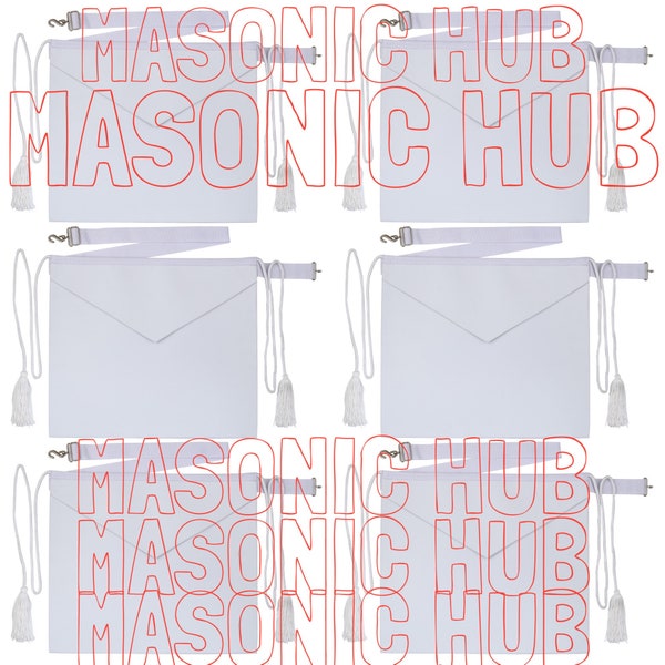 Masonic Faux Leather All White Apron for CANDIDATE /ENTERED APPRENTICE Set Of 6