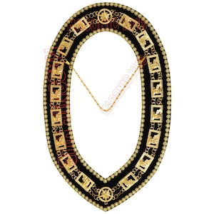 Masonic Knights Templar Commandery Chain Collar - Gold Plated with Rhinestones
