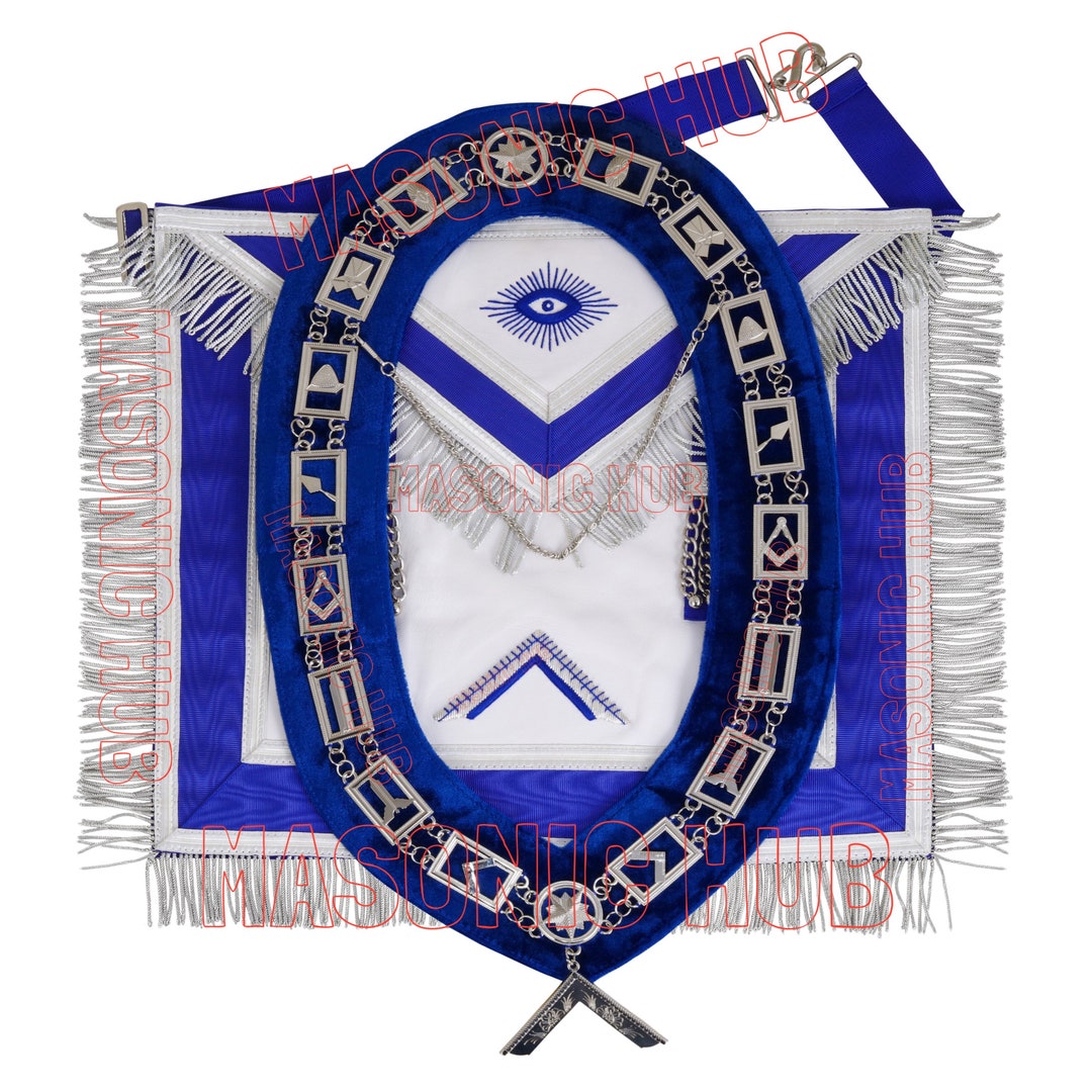Masonic Worshipful Master 100 Lambskin Apron Blue With Chain Collar Free Jewel Etsy