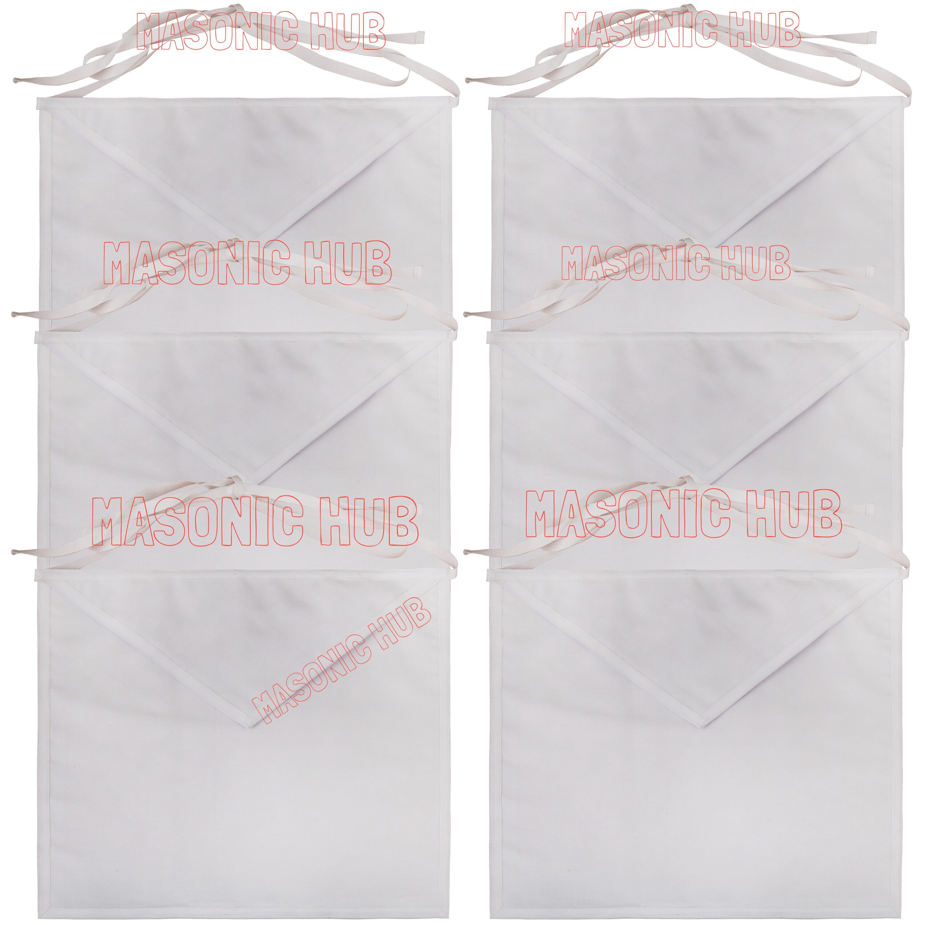 Masonic Plain White Duck Cotton Masonic Apron - Clothe Entered Apprentice Mason Apron Set of 6