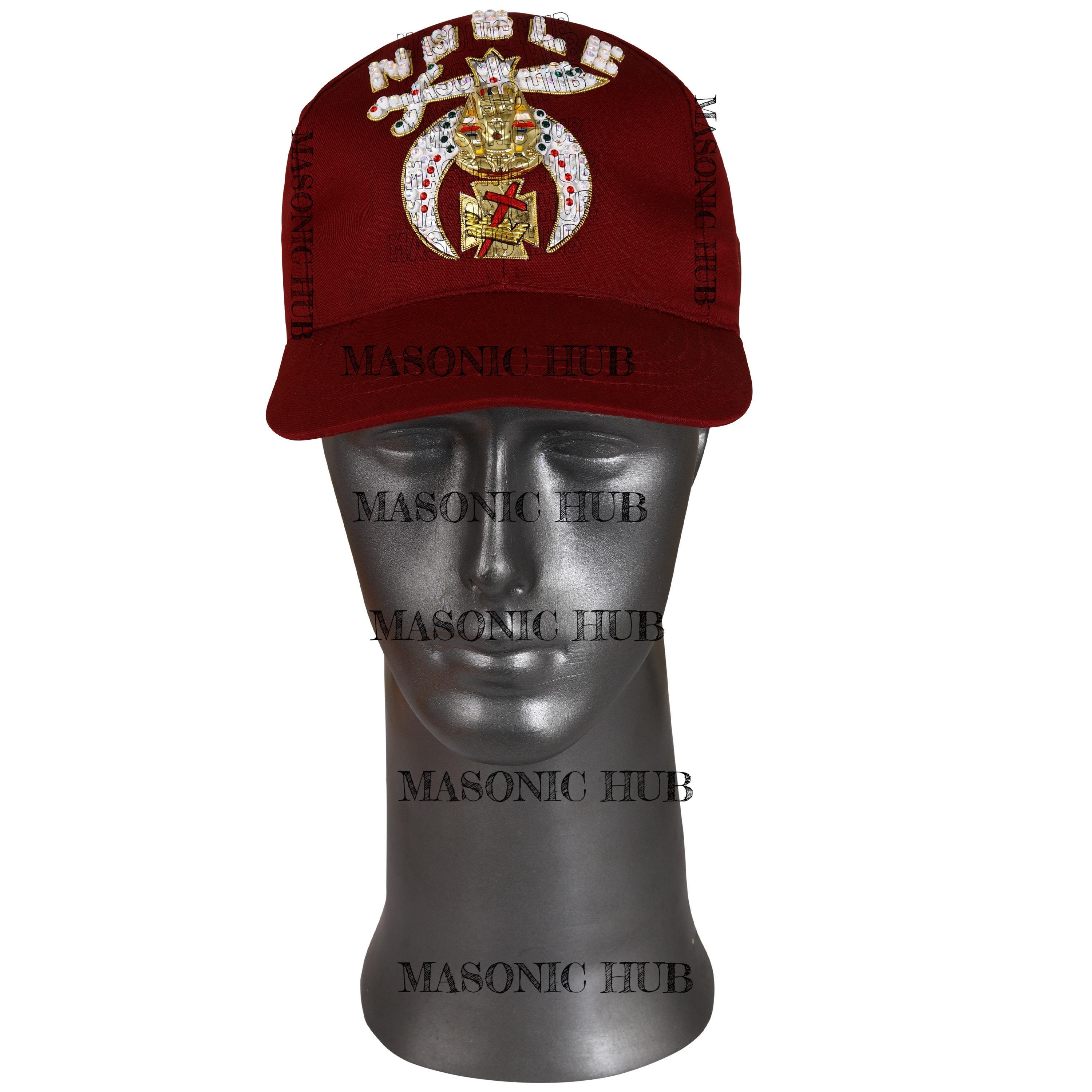 Shriners Baseball Cap – Maroon Burgundy Noble Hat With Embroidered Logo, Adjustable Velcro - View #3