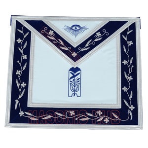 Masonic Blue Lodge Officer 100% Lambskin Apron Hand Made - JUNIOR WARDEN