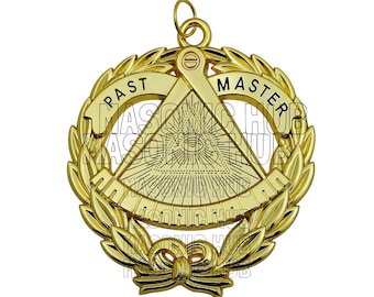 Past Master's Masonic Collar Jewel: Gold-Plated Emblem of Freemasonry - PAST MASTER JEWEL