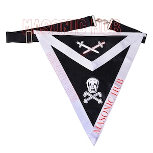 Masonic Knight Templar 100% Lambskin Apron - HAND EMBROIDERED