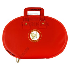Masonic Heroines of Jericho Women&#39;s Chain Collar Case, Soft Padded Lining + Hand Made Logo [ RED ]