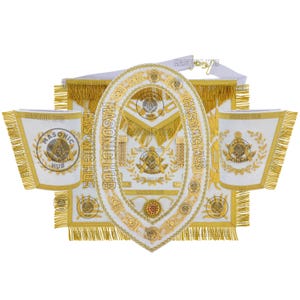 Masonic Regalia Grand Lodge Past Master 100% Lambskin Apron With Collar & Cuff
