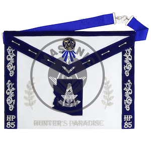 Custom Past Master Masonic Apron – Personalized with Your Lodge Name, Logo, and Artwork | Hand-Embroidered Blue Lodge Regalia