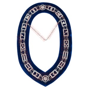 Blue Lodge Masonic Working Tools + Chain Collars with Blue Velvet Backing - Quality Masonic Gear