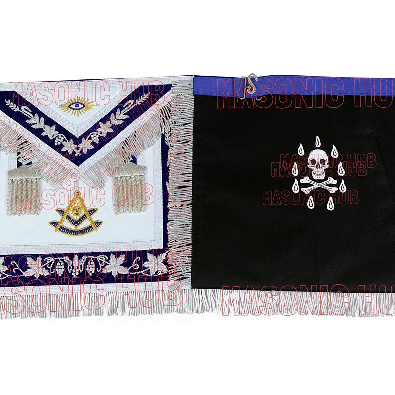 Genuine Lambskin Masonic Past Master Apron – All White, Hand Embroidered, US Made