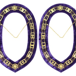 Masonic Regalia OES Order of Eastern Star Metal Chain Collar PURPLE Backing - Lot of 2