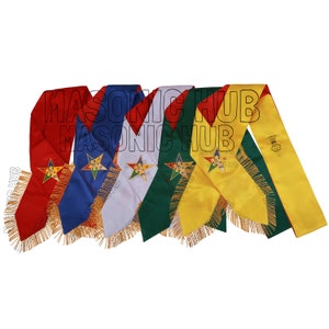 Handcrafted Masonic Order of Eastern Star (OES) Complete Sash Set of 5