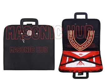 Masonic Regalia Black Faux Leather Masonic Apron Soft Case with Handle [BLACK]