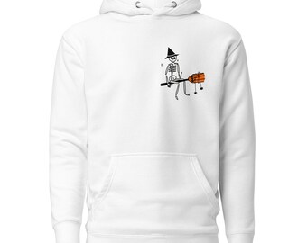 Skull riding a Broom Unisex Hoodie