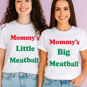 Camisetas Mommy’s Little Meatball e Big Meatball • Tops de revelação de irmandade inspirados na Ilha do Amor • Presentes fofos para pequenos grandes • Camisetas para pequenos grandes