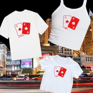 Grandes/petites chemises de Poker Card • Tenues révélatrices de sororité • Vêtements grecs assortis • Grands petits cadeaux de poker • Jolies chemises de groupe de sororité