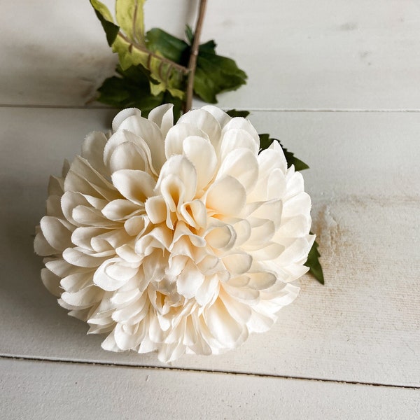 Dahlia Stem 1pcs - Cream - Fall - Faux Flower - Fall Decor - Floral Arrangement