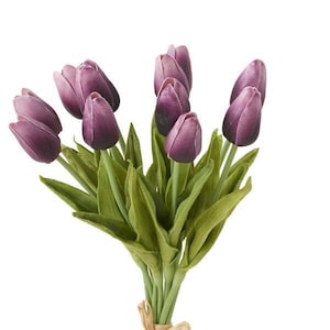 13.5&quot; Purple Real Touch Mini Tulip Bundle (12 Stems)
