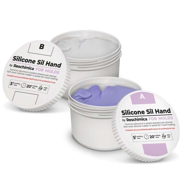 Caoutchouc de Silicone en pâte 1:1 SIL HAND, bi-composant et Non Toxique, pour Moulage d’Objets et créations artistiques