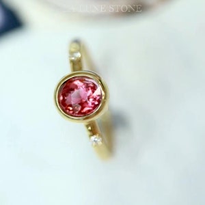 Natural pink tourmaline Ring/18k gold Round cut tourmaline ring/tourmaline bezel engagement ring/pink tourmaline engagement ring/minimalist