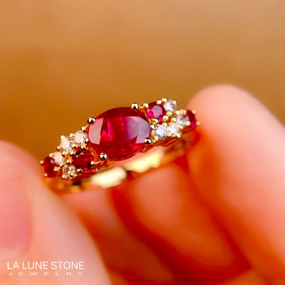 Buy Antique 18ct Gold Victorian Ruby & Diamond Carved Ring Online in India  - Etsy