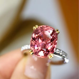 Natural pink tourmaline Ring/18k solid gold oval tourmaline ring/art deco handmade tourmaline ring/vintage pink tourmaline engagement ring