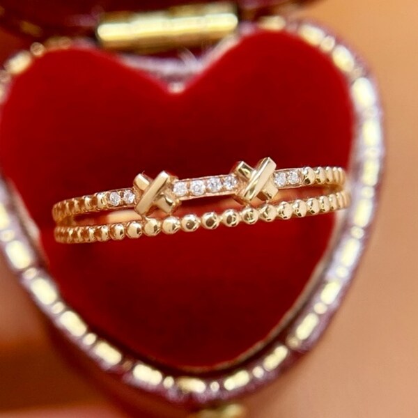 Genuine raw diamond Ring/18k solid rose gold diamond ring/ins style diamond engagement ring/diamond ring gold/14k diamond ring/fashion ring