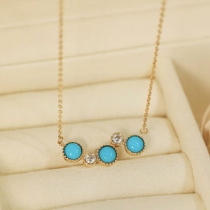 Genuine Turquoise choker/18k solid yellow gold round Turquoise pendant/raw Turquoise necklace/real Turquoise pendant gold/gift for her