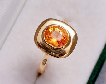 Unique natural Fanta garnet Ring/18kyellow gold oval cut pink garnet ring/minimalist bezel engagement ring/Delicate nice pink garnet ring