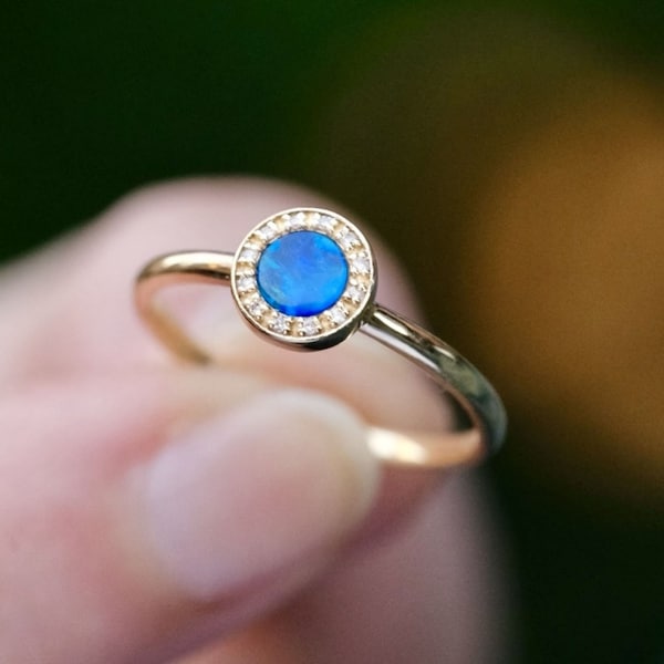 Genuine Opal ring/18k solid gold opal engagement ring/vintage opal ring gold/ unique opal ring/anniversary opal promise ring/natural opal